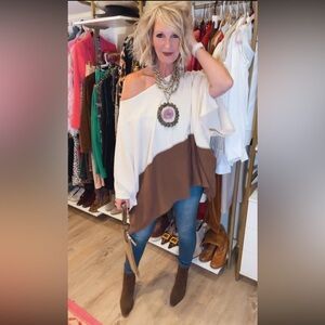 Three Bird Nest Cream and Brown Knit Top